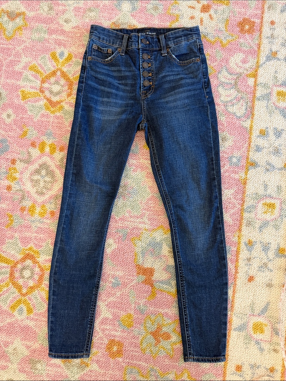 Lucky Brand Dark Blue High-Rise Button-Fly Jeans